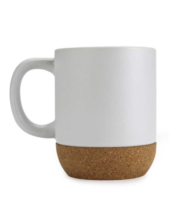 Ceramic Mugs with Lid and Cork Base - GFBP - 151-GRE
